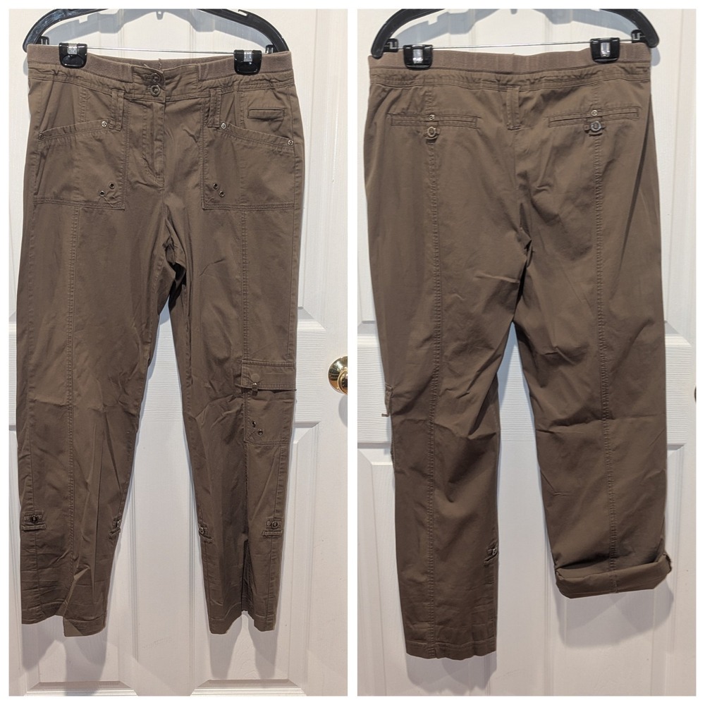 Utility Brown Roll‑Tab Convertible Cargo Pants Gorpcore Chico's Size 1 (Medium)
